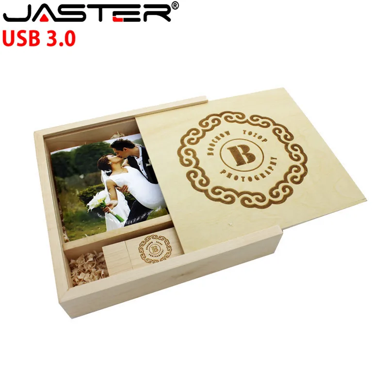 JASTER USB 3 0 логотип клиента деревянный фотоальбом usb + коробка флэш накопитель U диск