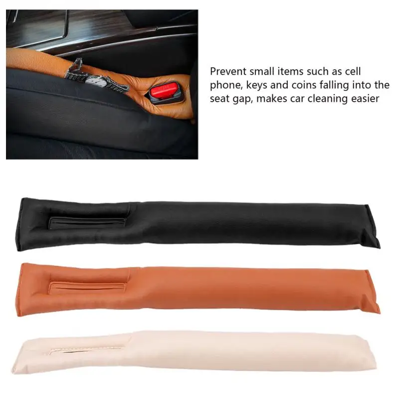 

Free Shipping Black/ Beige/ Brown Car Seat Cushion Crevice Gap Stopper PU Leather Leakproof Protector Car Seat Gap Pad