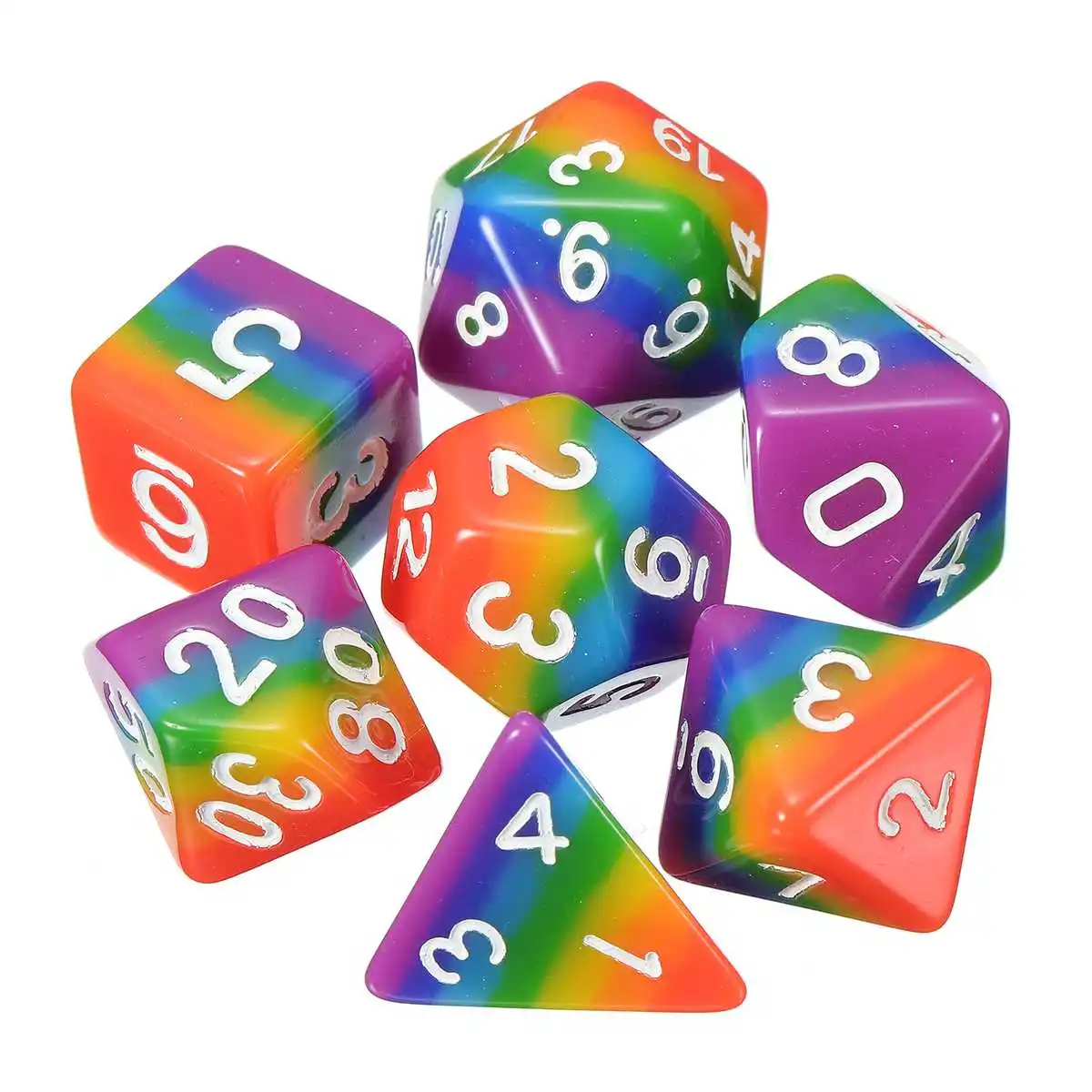 7 шт. d& d набор D4 D6 D8 D10% D12 D20 радужные многогранные кубики набор Rpg кубик для настольной игры Подземелья и Драконы с сумкой