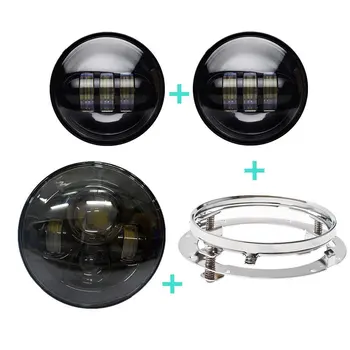 

Motorcycle 7 inch for Harley Moto LED Headlight & 4.5 inch Passing fog Lamps & Adapter Ring For Harley Davidson Motorcycles