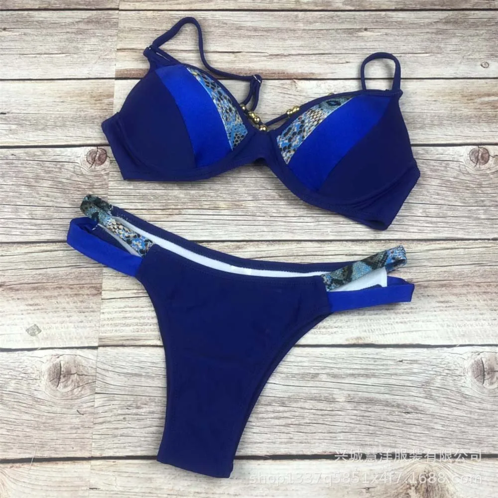 Snake Print Patchwork Women Bikini Set Retro Exotic Female Bikinis Tropical Flounce Swimwear String Swimsuit 17 Color Size XXL 9
