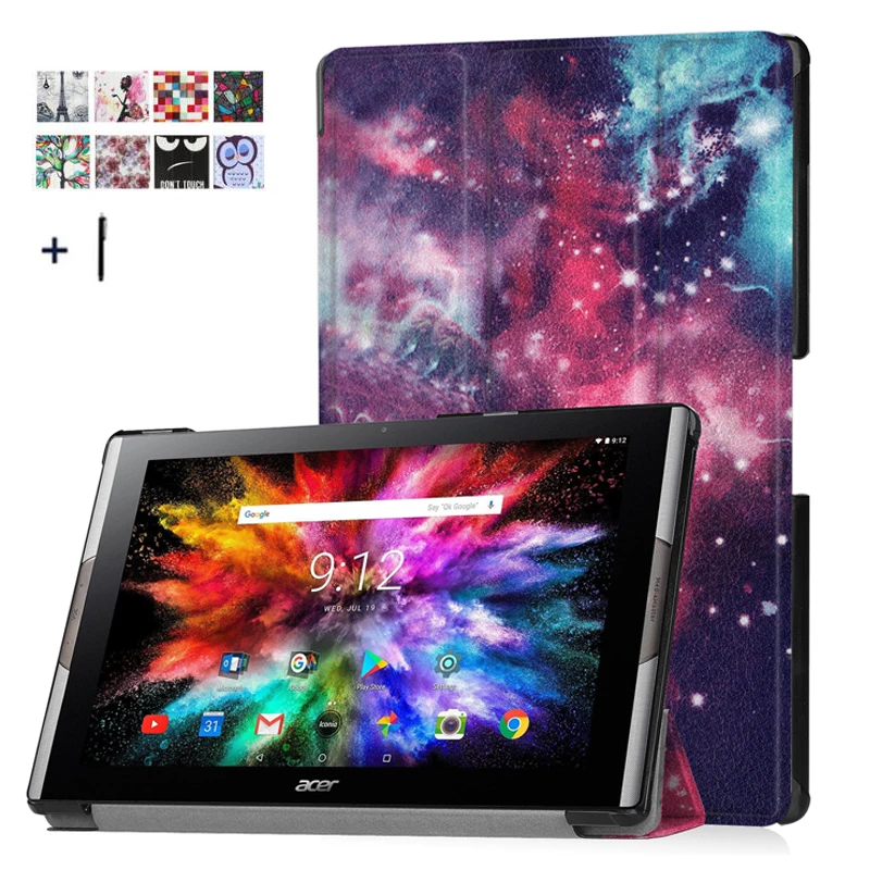

For Acer Iconia One 10 A3-A50 10.1'' Tablet Case Cover For Acer Iconia One 10 A3-A50 Funda Print Flip Leather Stand Coque+Stylus