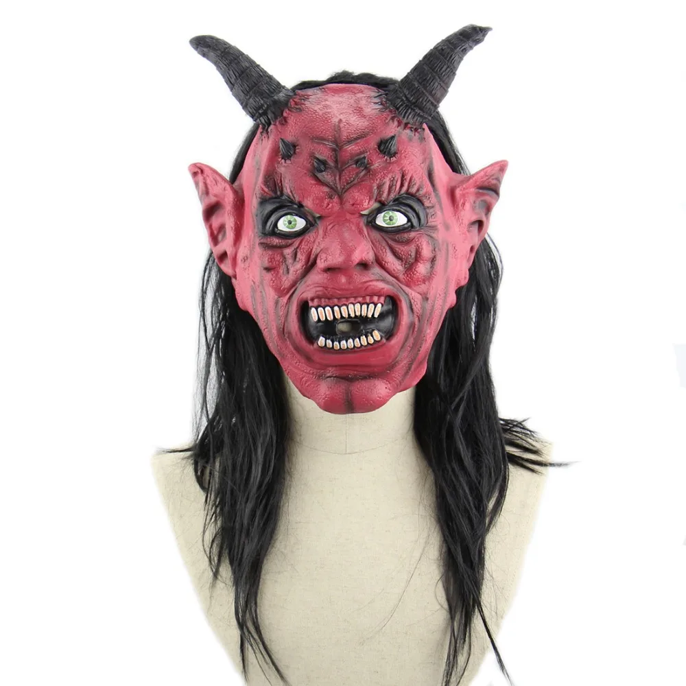 Жуткий страх Хэллоуин маска для косплея реквизит для украшения вечеринки демоническая маска разлагающиеся Зомби Маска с волосами кровавая маска Сатаны