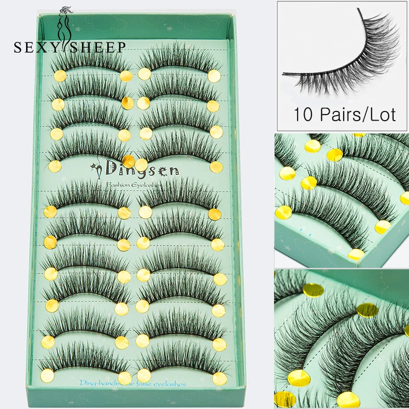 SEXYSHEEP 10 пар мягкие 3D накладные ресницы из норки натуральный черный великолепный