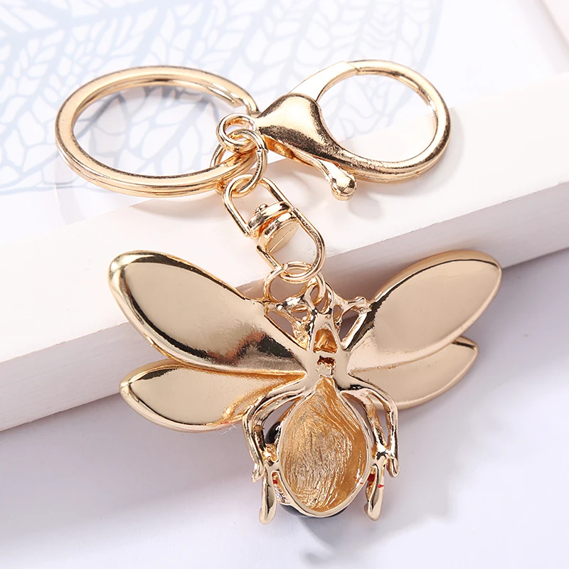 Модный кулон брелок для ключей с насекомыми Милая Пчелка брелок для ключей из сплава rhinestone Ювелирные изделия автомобильный брелок женская