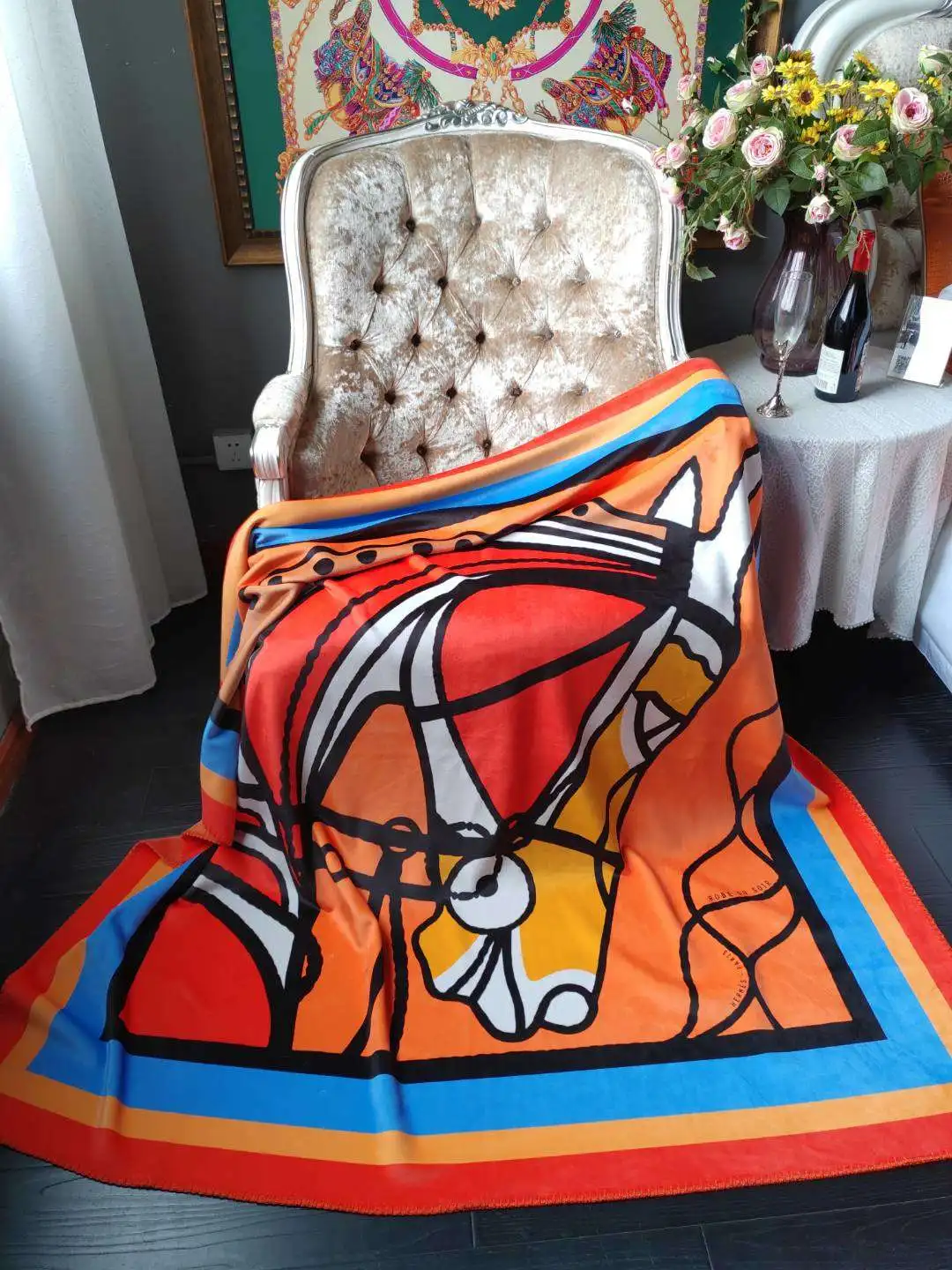 

Brand New H Blanket Crochet Soft Velvet Vintage Luxury Thorw Fleece for Travel Office Home