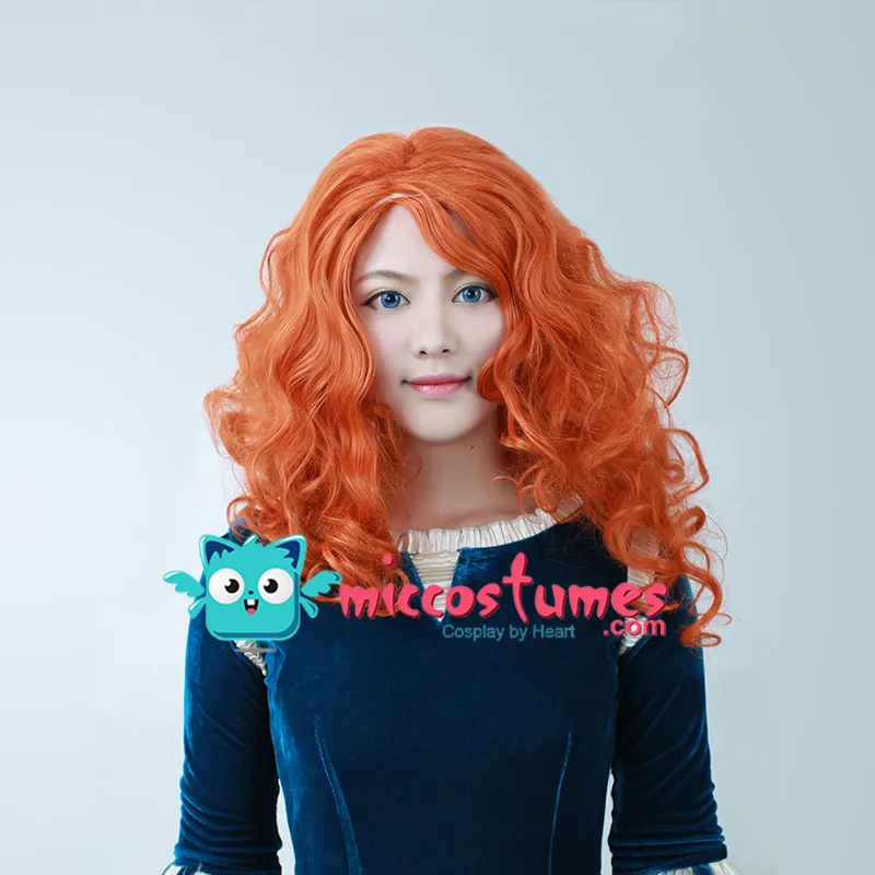 Brave Merida Curly Wavy Orange Hair Cosplay Party Long Wigsin Movie