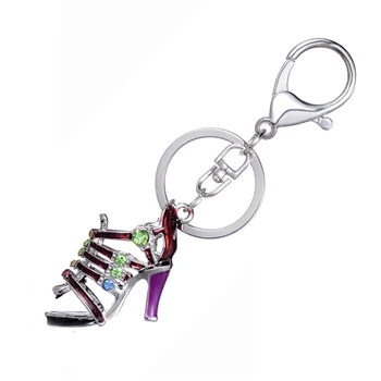 

5PCS Charm Trinket Rhinestone High Heels Keychains Metal Shoe Keyring Car Keyfobs Fashion Women Handbag Jewelry Key Holder R048