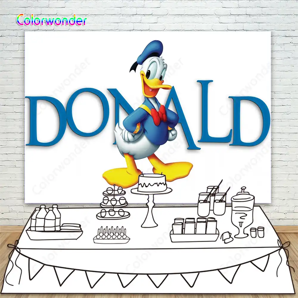 Background Backdrop 7x5 Donald Duck Birthday Banner Vinyl Backdrop