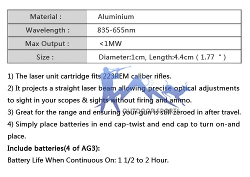 PPT Тактический красный лазерный прицел Диаметр Sighter 223 Rem OS20-0030