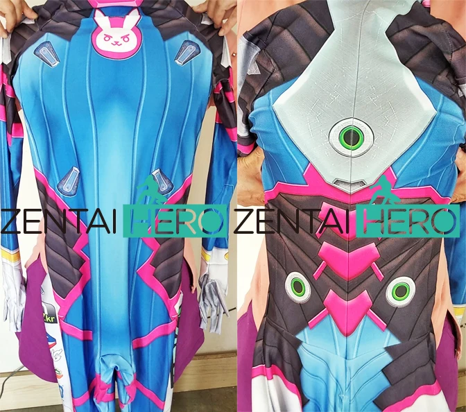 Классический костюм для косплея D. VA с 3D принтом игровой Zentai Костюм голубого цвета