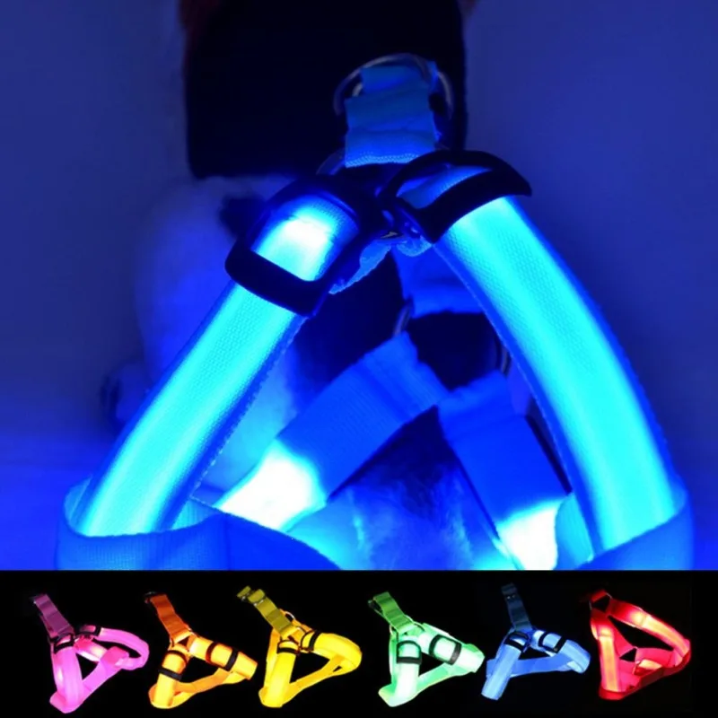 LED Dog Harness Luminous Rope Puppy Teddy Animals Clothes Coat Leash Vest S3 |