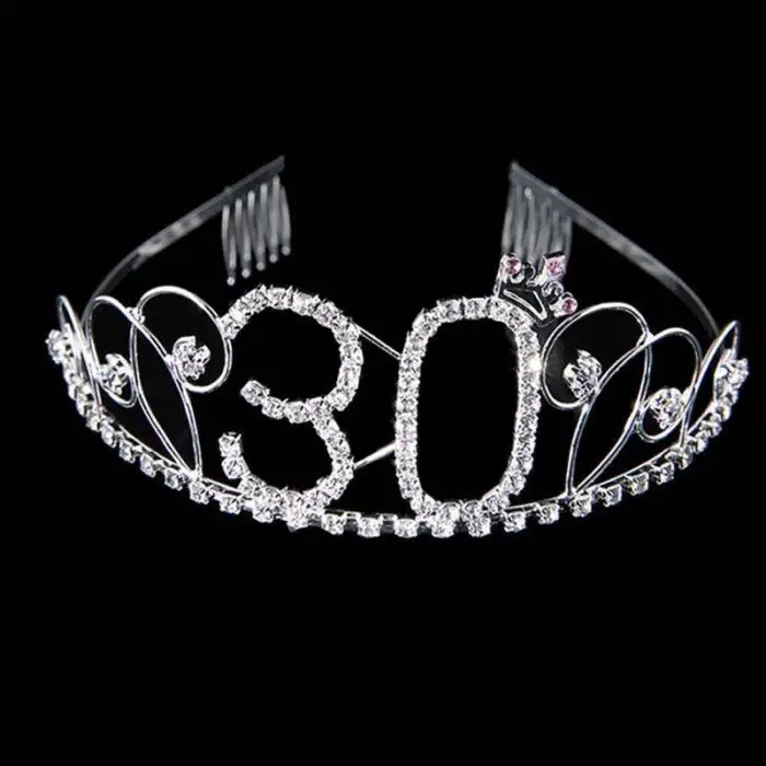 Юбилейная повязка на голову с короной на день рождения 18 20 30 40th блестящие день рождения тиара TT@ 88