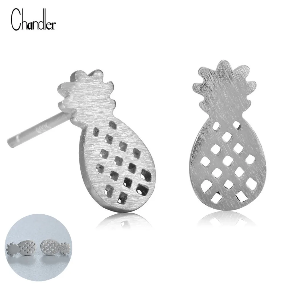 2017 Pineapple Stud Earrings Dainty Minimalist Post Earrings 925 Sterling-Silver Fruit Matte Charm Earring Party Bijoux Gifts