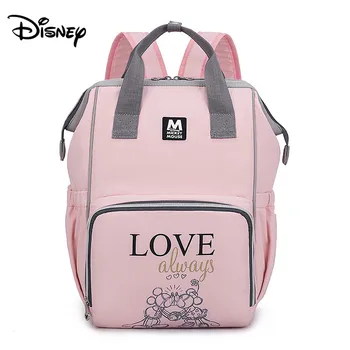 

Disney Pink multi-function Mummy bag Fashion trend backpack out of the portable Mummy bag large outing disper bag
