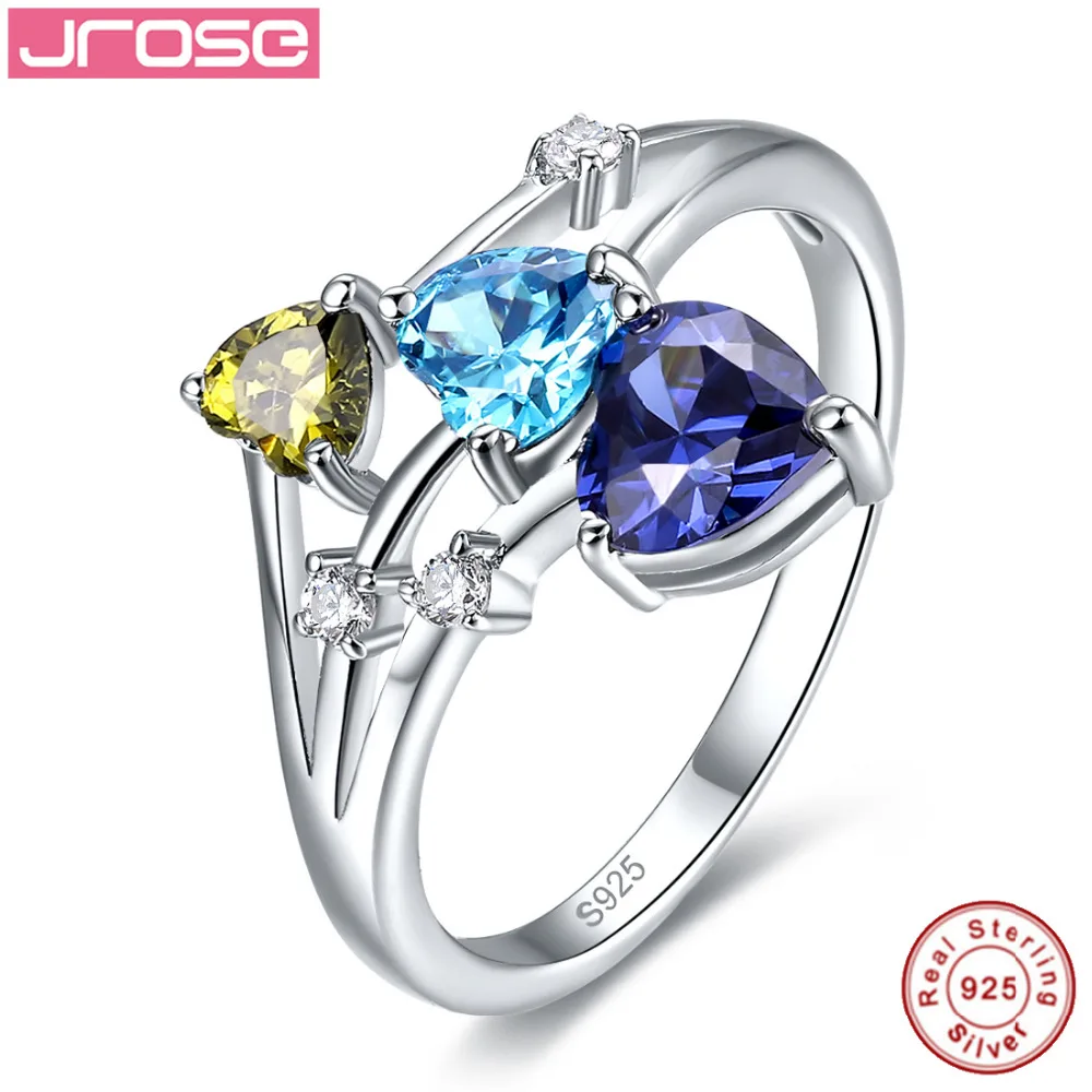 В горячей продаже кольца из настоящего серебра 925 пробы Jrose синие Роскошные