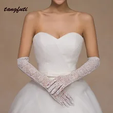 Длинный палец кружева свадебные перчатки белая слоновья кость красные черные женские свадебные перчатки для свадьбы невесты Дешевые свадебные аксессуары