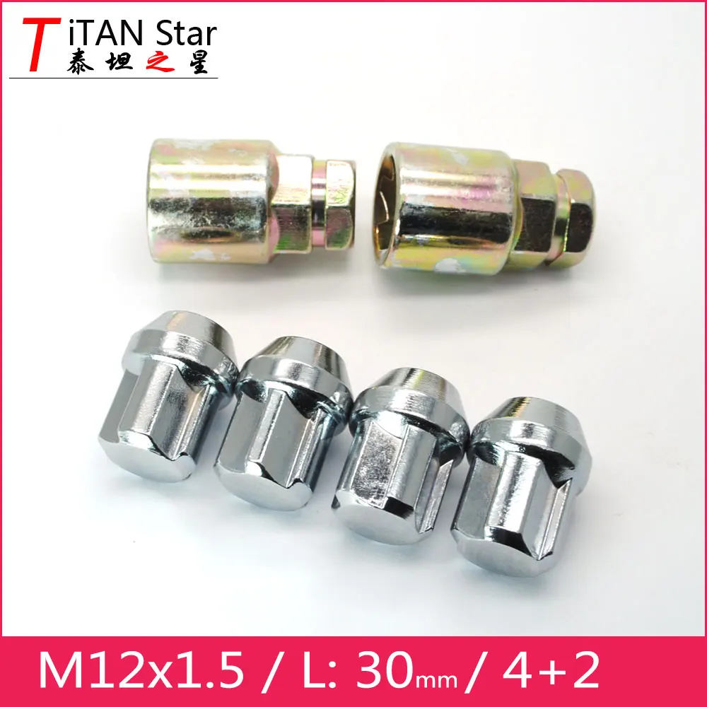 

4 Nuts+2 Key M12x1.5 OEM ALLOY WHEELS RIMS 1.5 Wheel Locks Nuts Anti Theft For HYUNDAI IX35 TUCSON ELANTRA SONATA SantaFe RENA