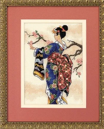 

Gold Collection Counted Cross Stitch Kit MAI Geisha and Sakura Japanese Woman Girl Lady dim 6760 06760