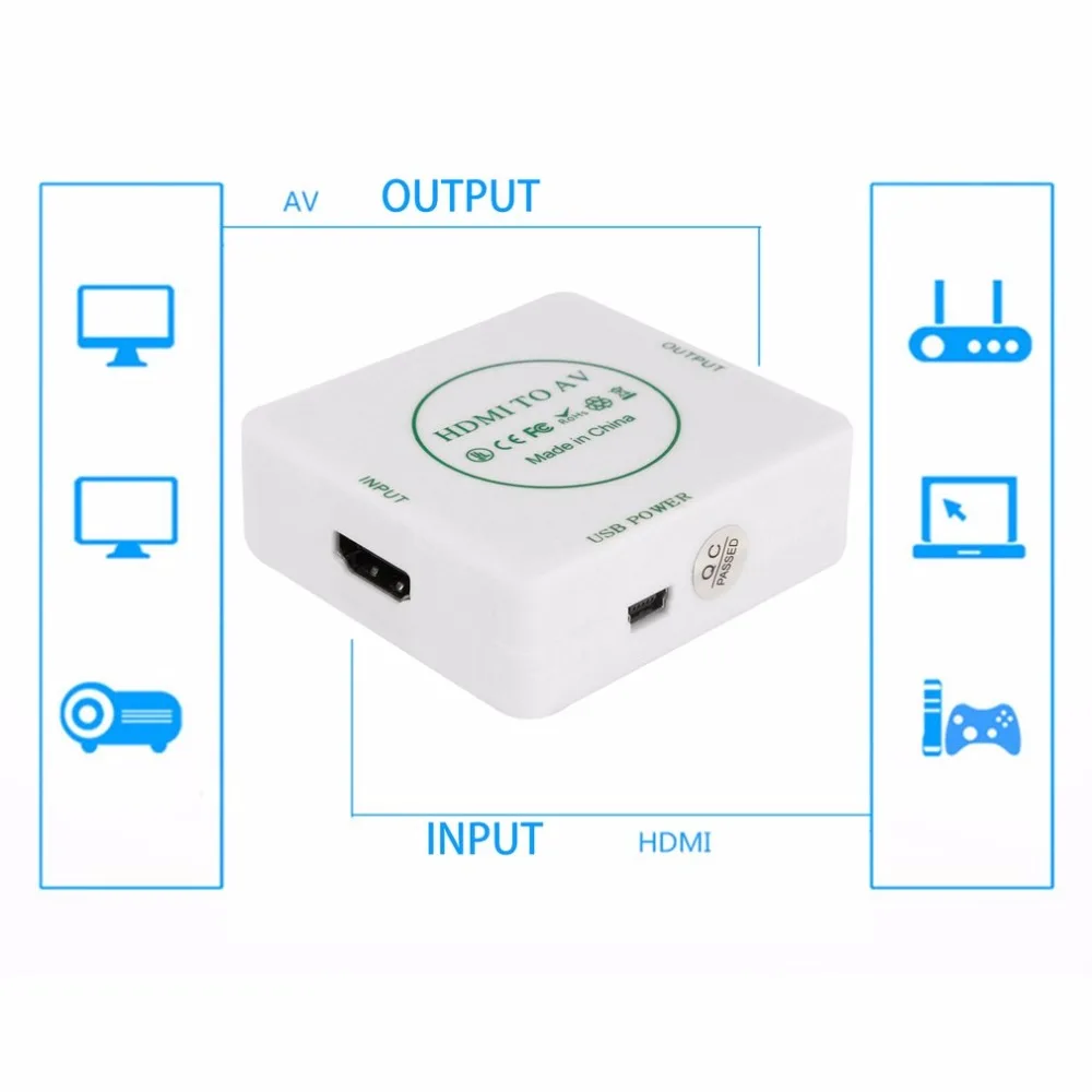 

HDMI to AV CVBS Video Audio Signal Converter Adapter For TV VHS VCR DVD Support Standard NTSC PAL Formats Output White Hot Sale