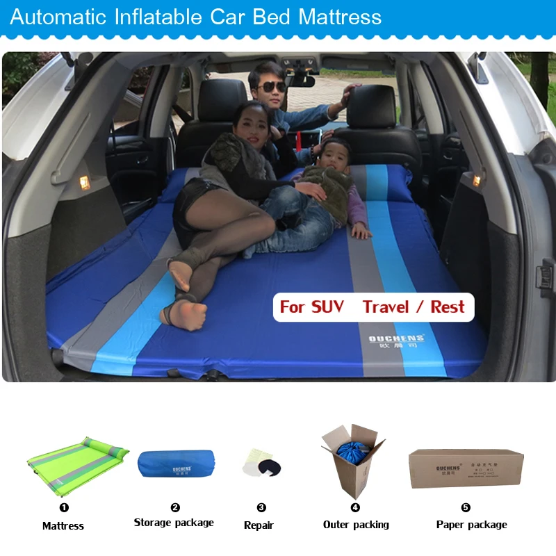 

Large Space SUV Automatic Inflatable Car Bed Mattress Air Inflation Backseat Camping Flocking Travel Car Seat Cover