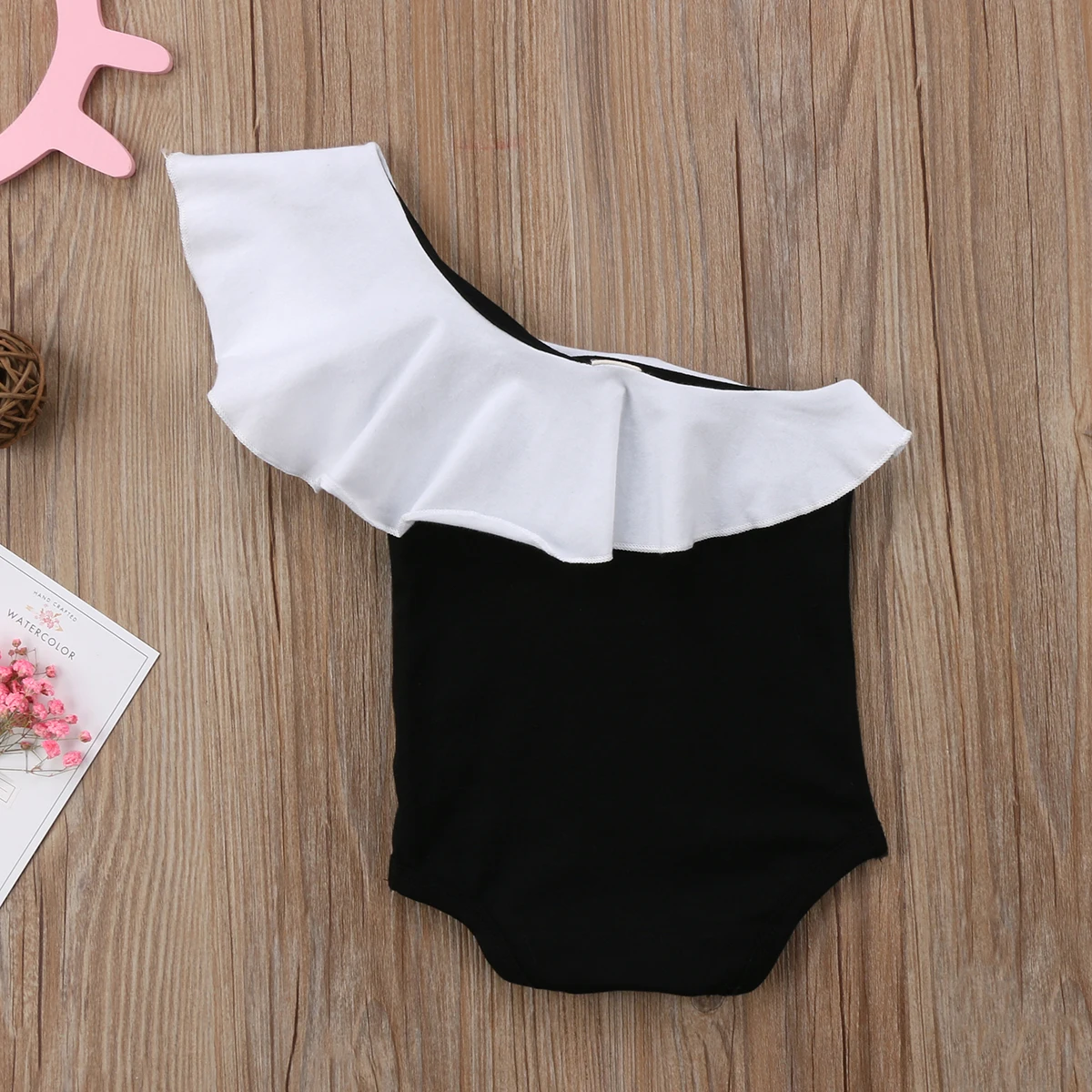 Одежда для новорожденных девочек; милые Боди на одно плечо; комбинезон с оборками; пляжный костюм для детей 0-18 месяцев