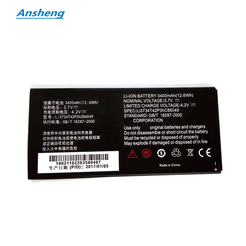 

Ansheng High Quality Tablet PC 3400mAh Li3734T42P3hC86049 battery For ZTE T9 Tablet V9 V9 Light Tab V9+ V9A V9C V9E Tablet PC