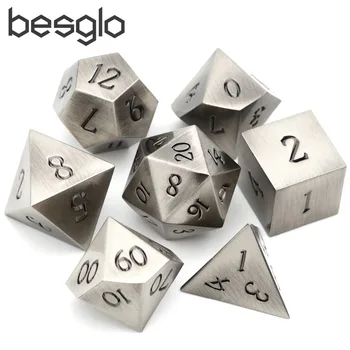 

Classic Battleworn Silver w/ Black for RPG Dungeons and Dragons D&D Math Teaching D4 D6 D8 D10 D12 D20 Dice Bag Include