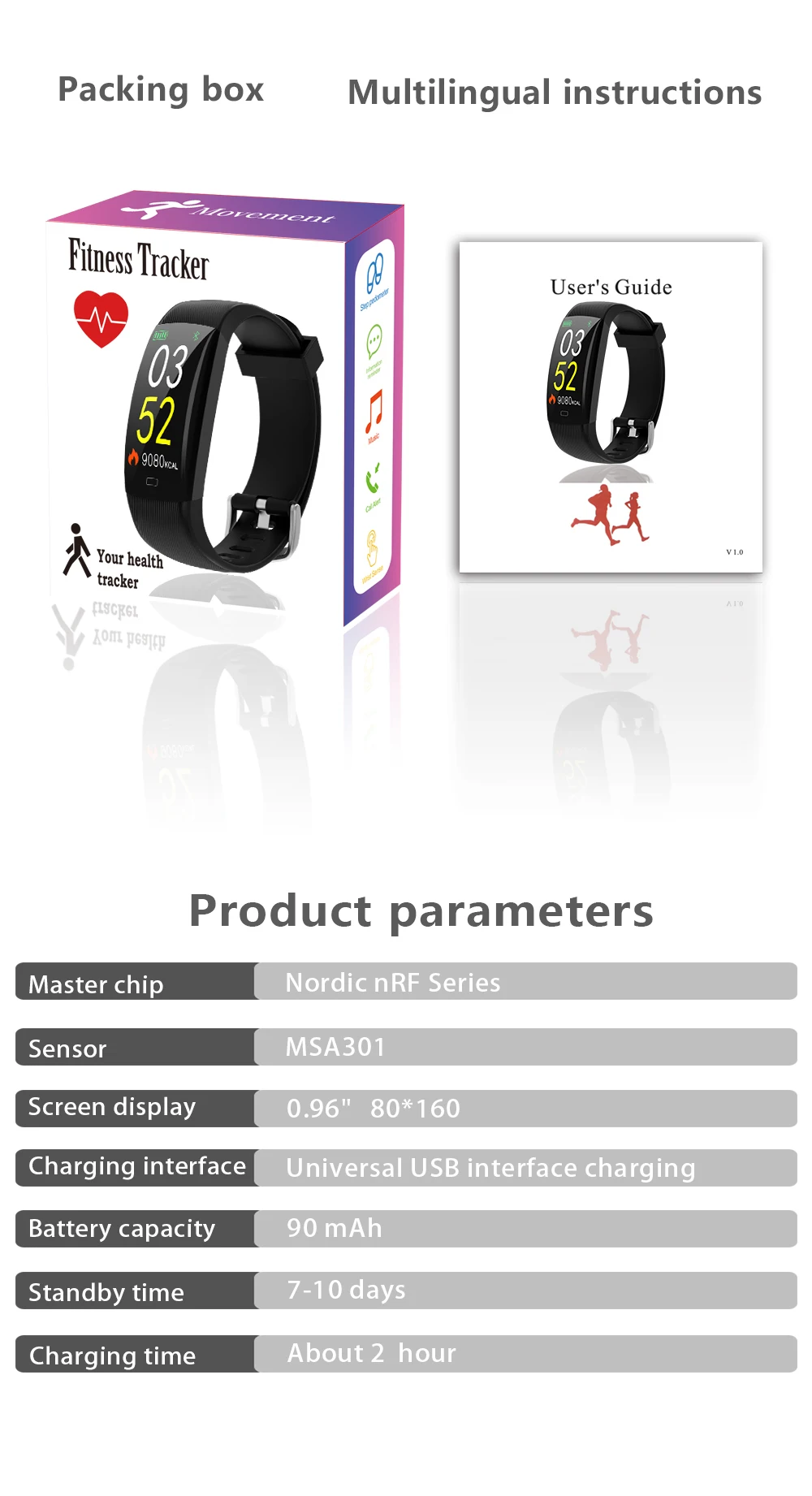 Torntisc F64C Fitness Bracelet IP68 Waterproof with Heart Rate Monitor Pedometer Activity tracker Smart watch PK F64HR smart band (18)