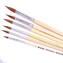 6 шт./компл., шерсть ласки круглая головка Короткая Деревянная кисть, акварельная Кисть ручка для рисования акриловая живопись маслом принадлежности художественные Кисти