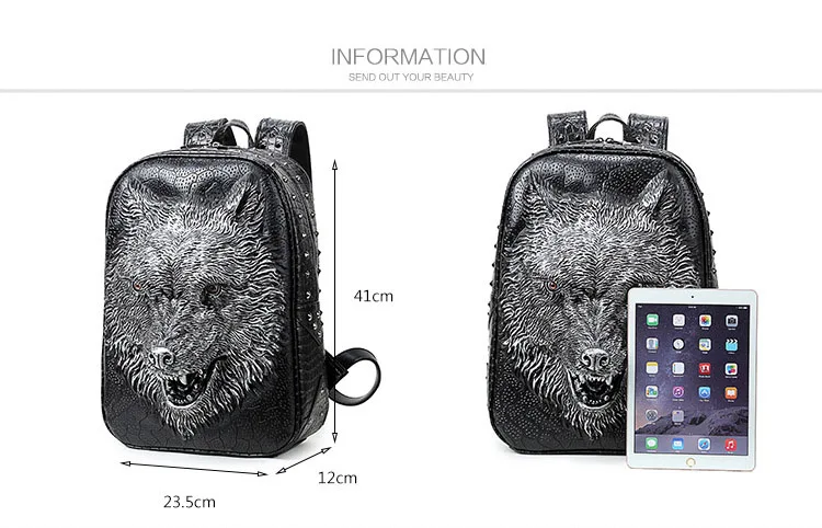 Модный рюкзак, мужские рюкзаки, женский рюкзак, 3D принт волка, школьные сумки для подростков, дорожная сумка, роскошный дизайн, Студенческая сумка
