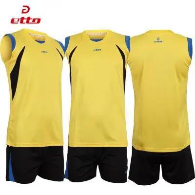 Etto мужской Профессиональный волейбольный костюм шорты и без рукавов Джерси Набор для волейбола Мужская Спортивная униформа для тренировок комплект HXB016 - Цвет: yellow