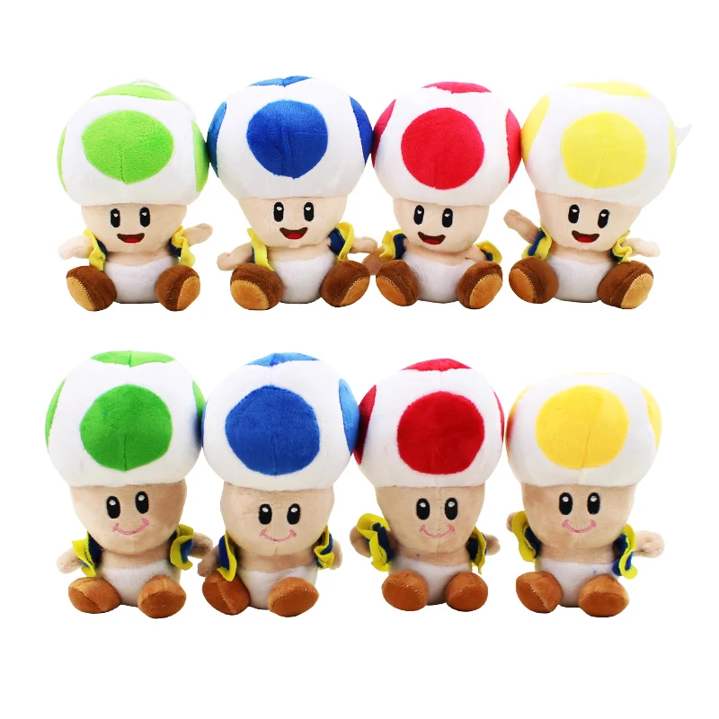 

8Styles 16cm 4 Colors Super Mario Bros Mushroom Toad Super Mario Plush Toy Pendant Soft Stuffed Doll Children Toys