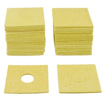 

50Pcs Yellow 60x60x3mm Welding Station Solder Soldering Iron Cleaning Sponge