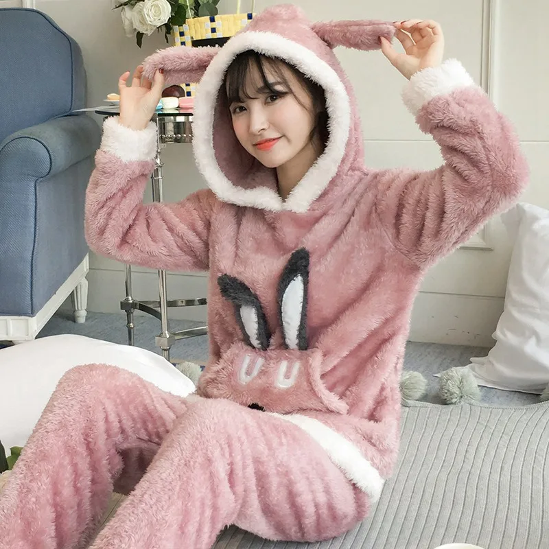 JINUO, Новое поступление, 22 стиля, милая мультяшная панда, женская зимняя плюшевая Пижама, комплекты для молодых девушек, теплая, милая, мягкая, домашняя одежда, одежда для сна