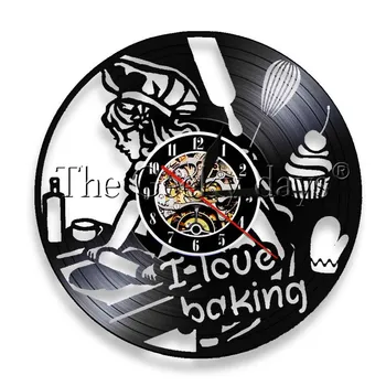 

1Piece I Love Baking Quote Bake Wall Clock Cooking LED Lighted Signs Kitchen Atmosphere Light Handmade Gift For Mother
