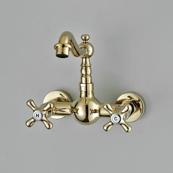 

Reka gilded bathroom faucet into the wall basin full of hot and cold copper wash basin faucet