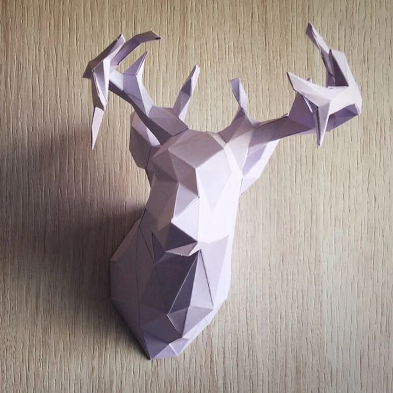 Elk Deer Head Model Paper Diy Material Manual Creative Party