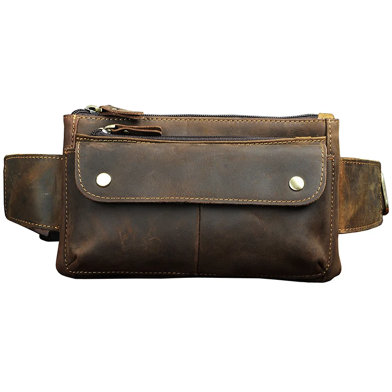 Мужская Повседневная модная сумка из воловьей кожи, поясная сумка для путешествий, нагрудная сумка на лямках, дизайнерский чехол для телефона 7 дюймов, сумка для мужчин 8136 г