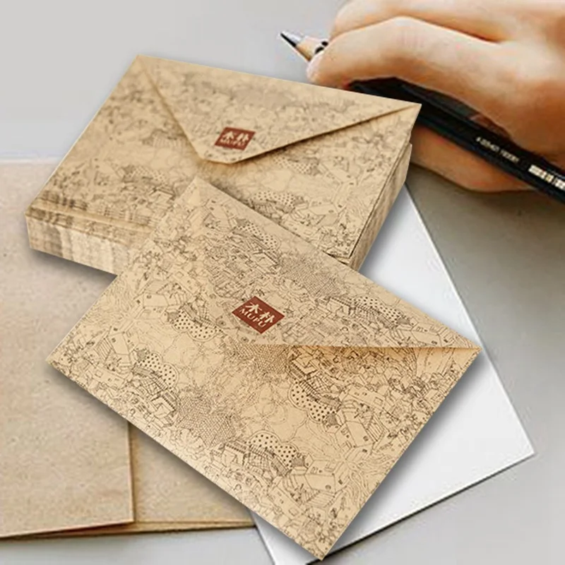 10 шт./лот старинный крафт конверт открытки, поздравительная открытка Обложка коричневый крафт конверты канцелярские принадлежности Zakka