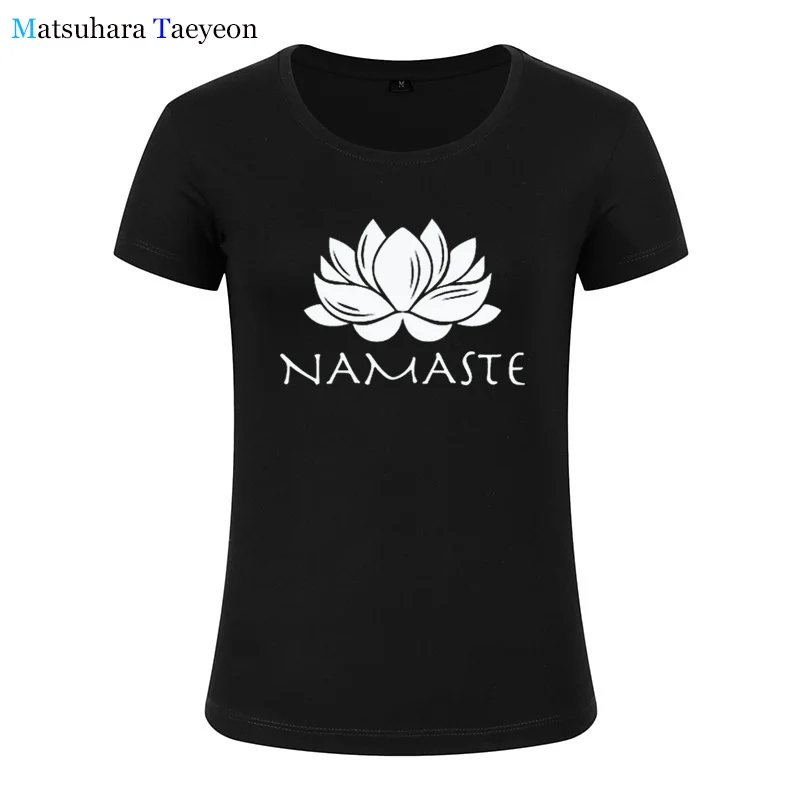 Модная женская одежда с принтом Namaste футболка Женский Топ женские топы коротким
