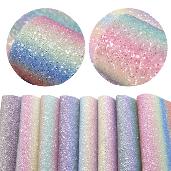 

New 8pcs/set 20*34cm Thick Rainbow Glitter Synthetic Leather Patchwork For Hair Bow Handbags Phone Case DIY Accessories,1Yc6312