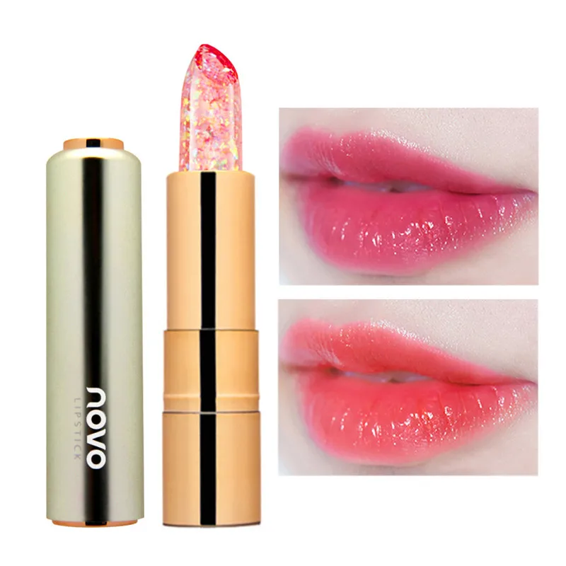 Moisturizer Long-lasting Jelly Gold foil Lipstick Makeup Temperature Changed Colorful Lip Blam Pink Pintalabios Transparent