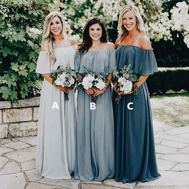 WellBridal Aqua Teal Evening Party Dress Chiffon Bridesmaid Dresses Long Custom