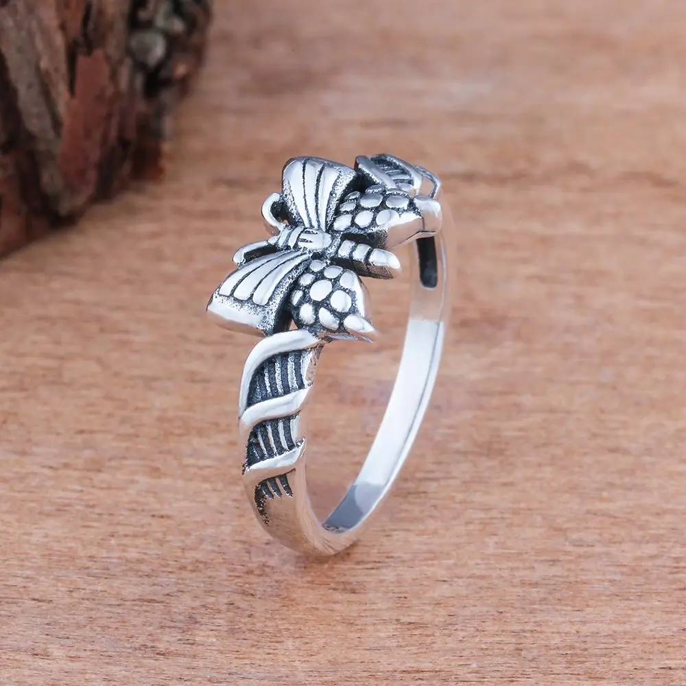 New Women 925 Sterling Silver Rings Female Butterfly Shape Rings Vintage&Cute Style Jewelry JewelOra RI102807