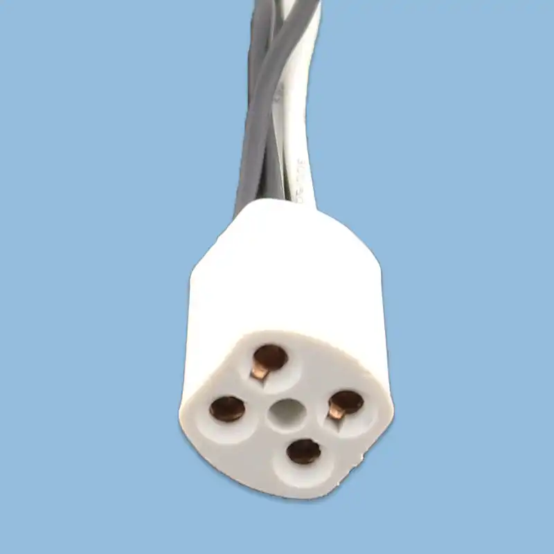 10pcs/lot G10Q lamp holder with 20cm line T4 T5 T8 Ring lamp plug 4pins