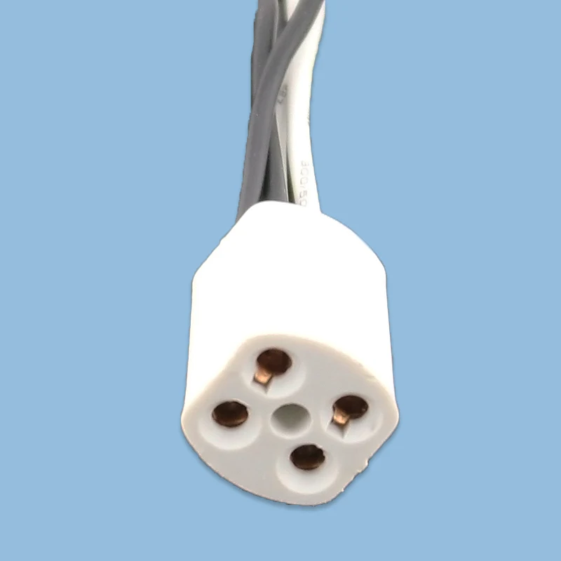 

G10Q lamp holder with 20cm long cable T4 T5 T8 Ring lamp plug 4pins lamp base insulating tube ultraviolet light lamp base