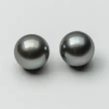 10,6 мм Круглый Серый ЮЖНОГО МОРЯ Tahitian культивированный свободные перла неразбуренные пара 17.1ct