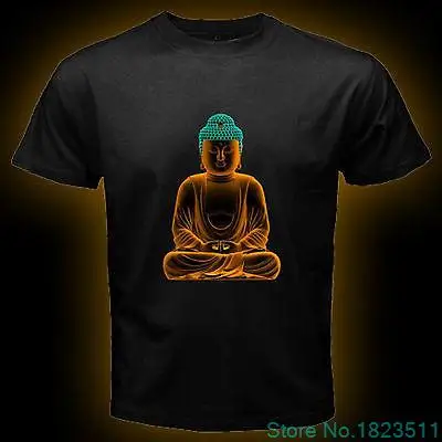 Будда буддийская Карма Мир Мужская черная футболка короткий рукав Футболка Размер S-3XL хлопок