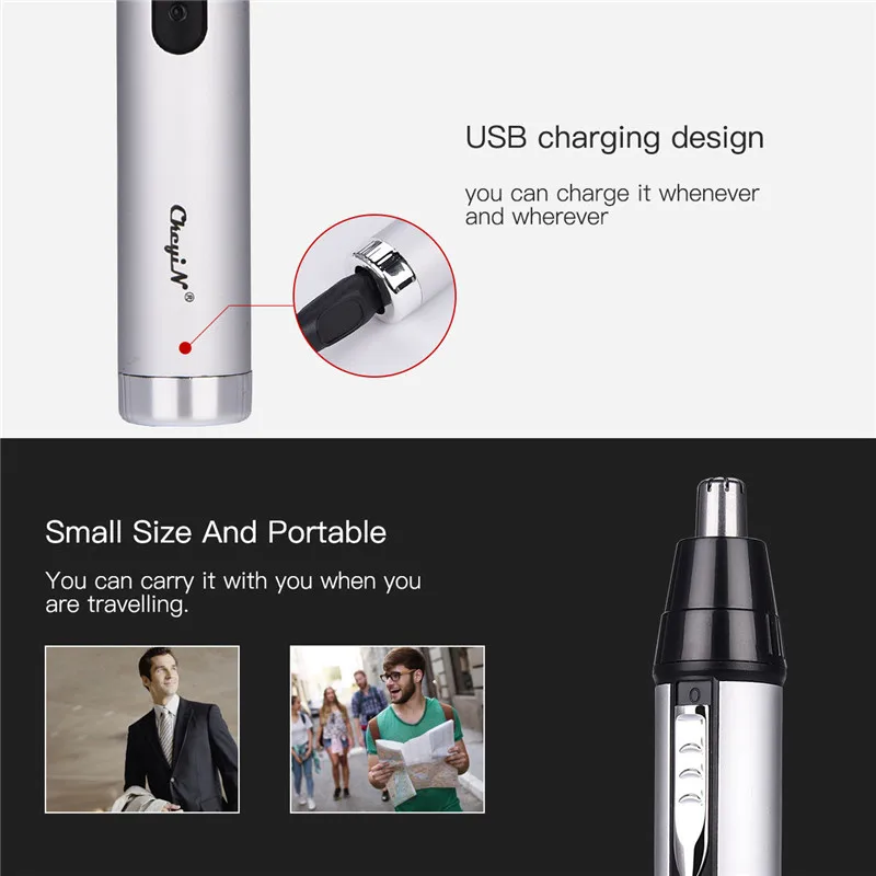  Rechargeable Nose Ear Trimmer Electric Beard Sideburns Eyebrow Trimmer Cleaner Shaving Hair Removal